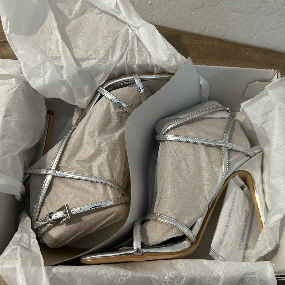 Calvin Klein Silver Women's Heels Size 7.5